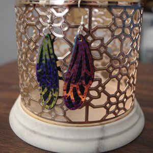 Midi Rainbow Pearl Black Dragonfly Earrings